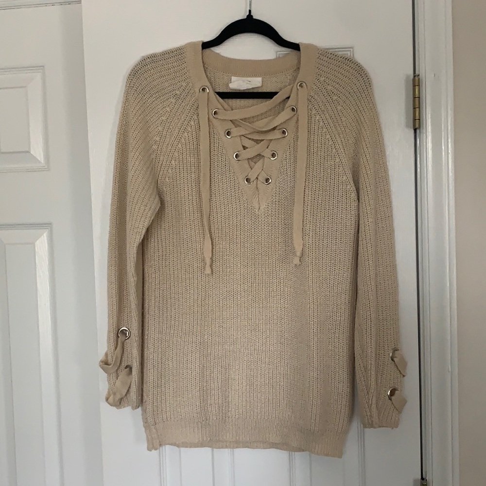 Cream V-neck Sweater